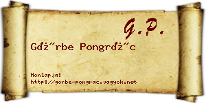 Görbe Pongrác névjegykártya
